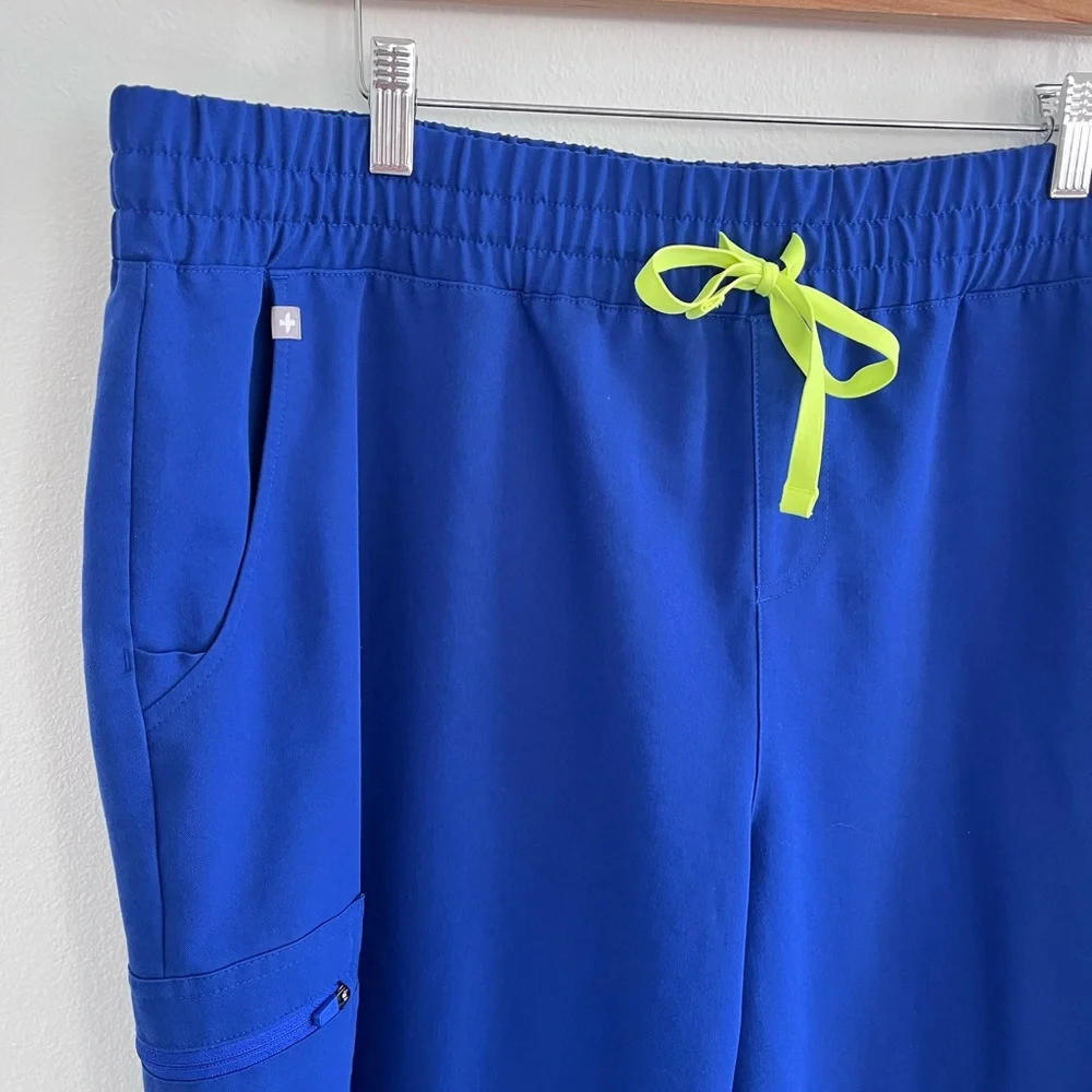 Figs Blue Scrub Set with Neon Accent - Picture 3 of 7